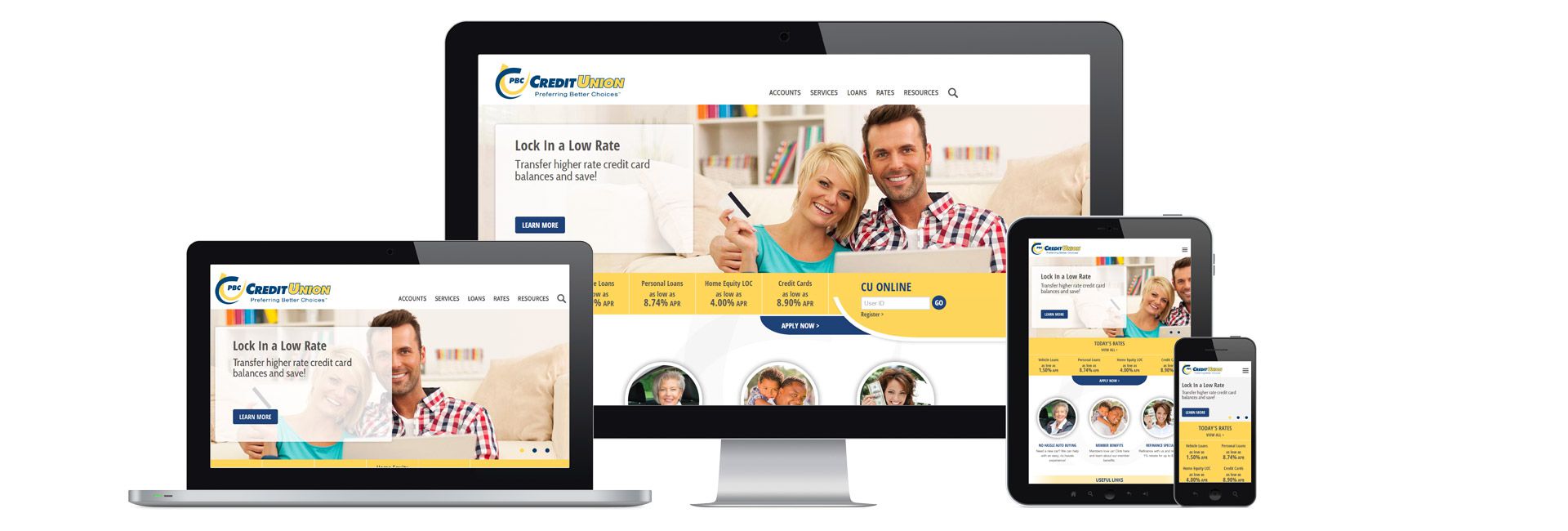 PBC Credit Union Mobile Responsive website: www.pbccu.coop